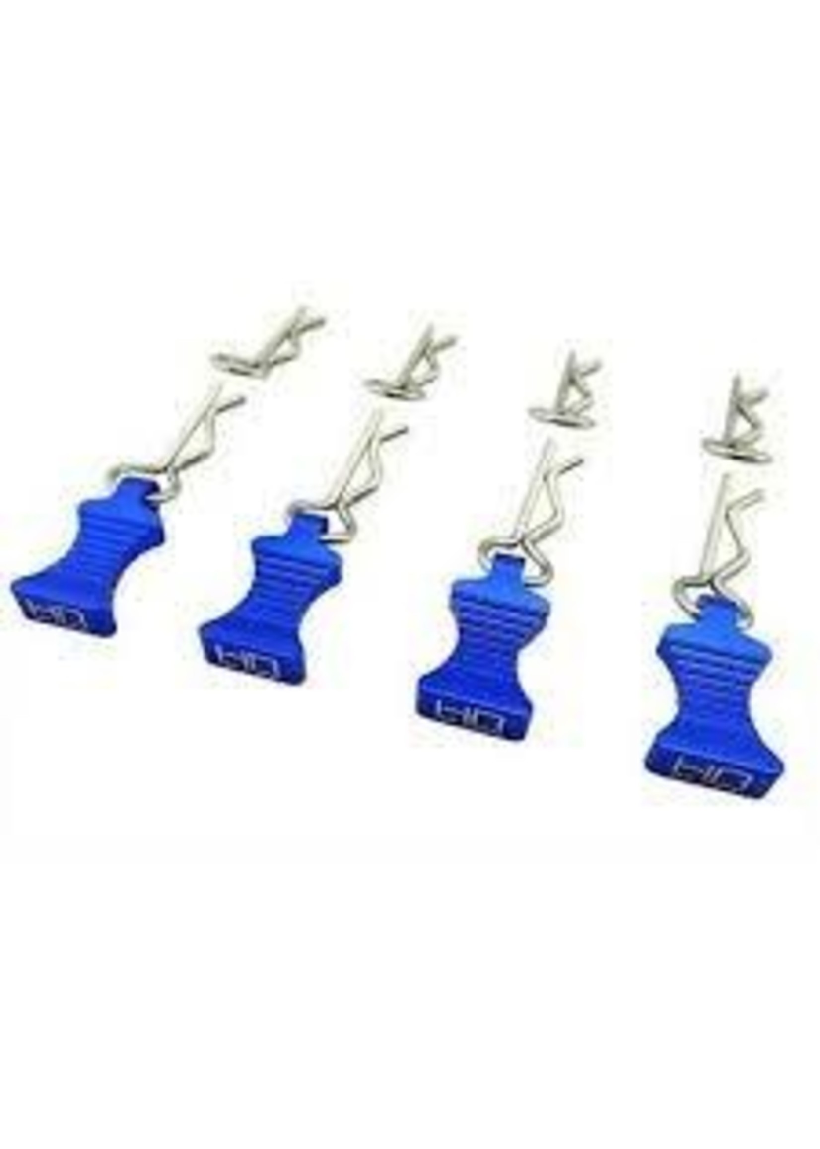 Hot Racing HRAAC03EZ06 Hot Racing 1/10 Aluminum EZ Pulls w/Body Clips (Blue) (4)