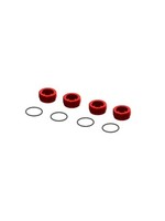 ARRMA Aluminum Front Hub Nut Red (4) inc O-Rings