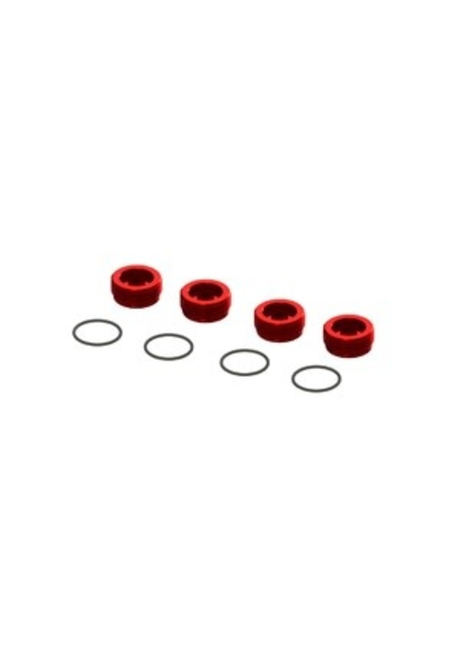 ARRMA ARA320467 Aluminum Front Hub Nut Red (4) inc O-Rings