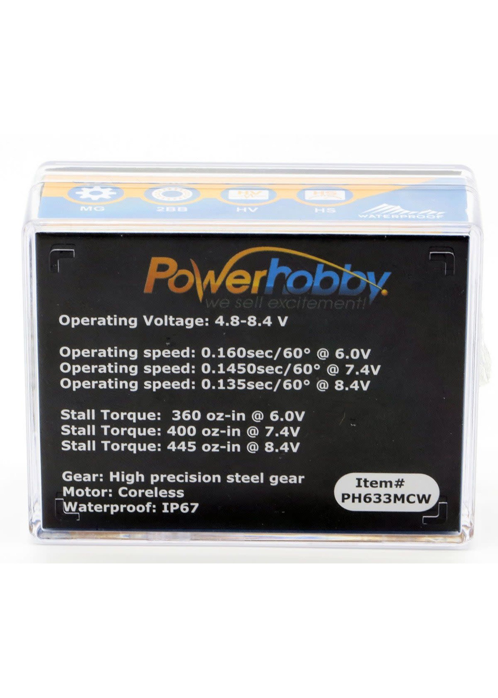 Power Hobby PH633MCW Powerhobby 633MCW High Voltage Waterproof Coreless Steel Gear Servo / Aluminum Case