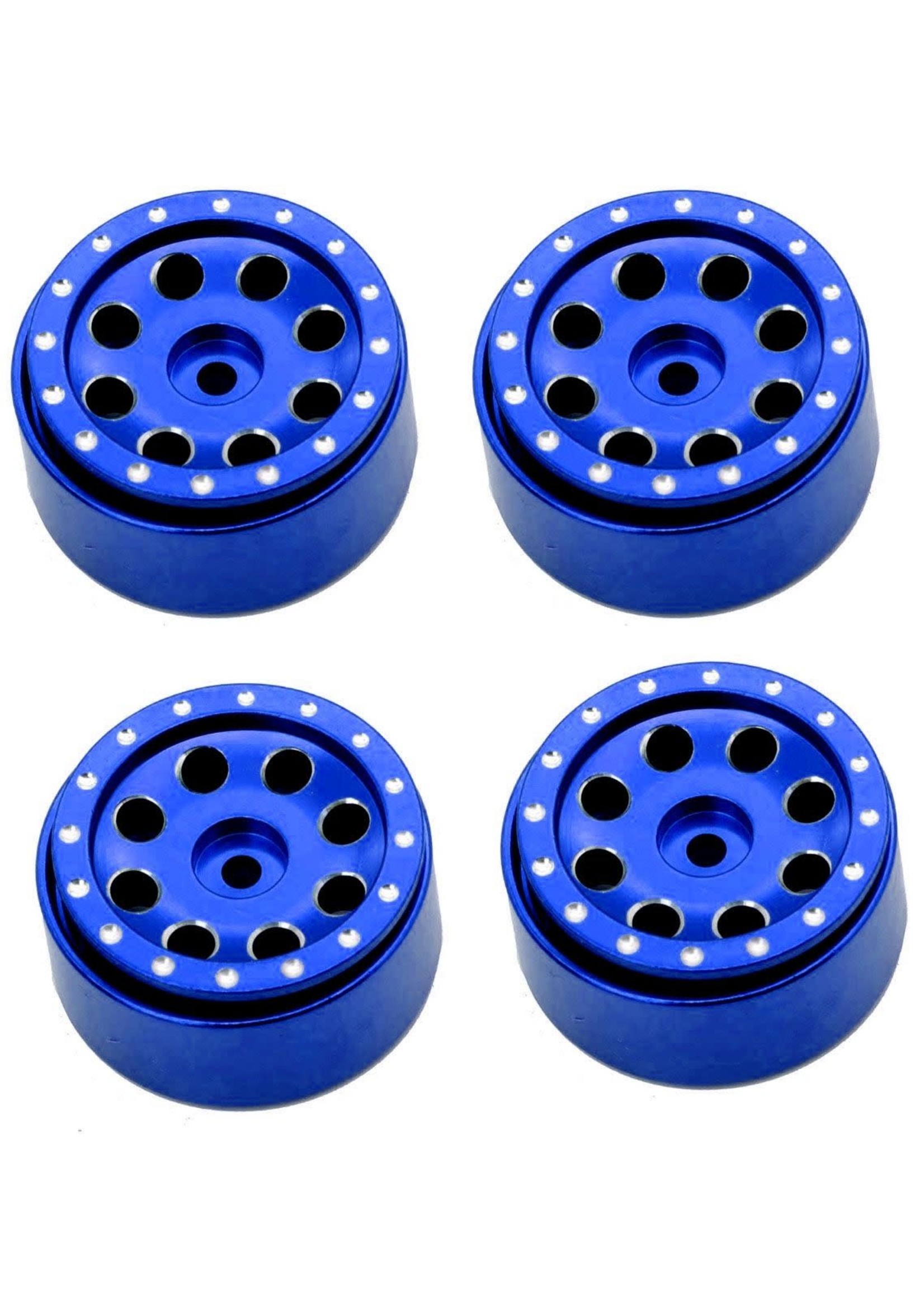Power Hobby PHSCX24116-BLUE Powerhobby Aluminum Beadlock 1.0" Wheels 1/24 Axial SCX24 Jeep C10 4pc Blue