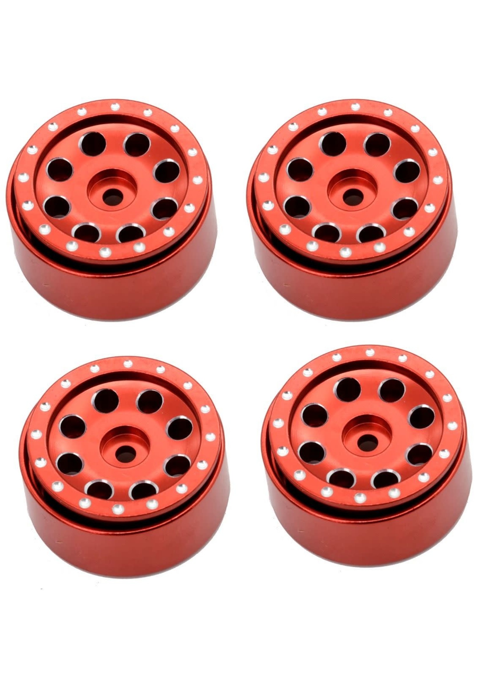 Power Hobby PHSCX24116-RED Powerhobby Aluminum Beadlock Crawler Wheels 1/24 Axial SCX24 Jeep C10 Red