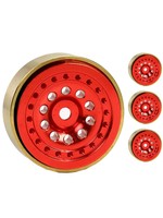 Power Hobby Powerhobby Z4 Aluminum Brass Ring Beadlock Crawler Wheels Red 1/24