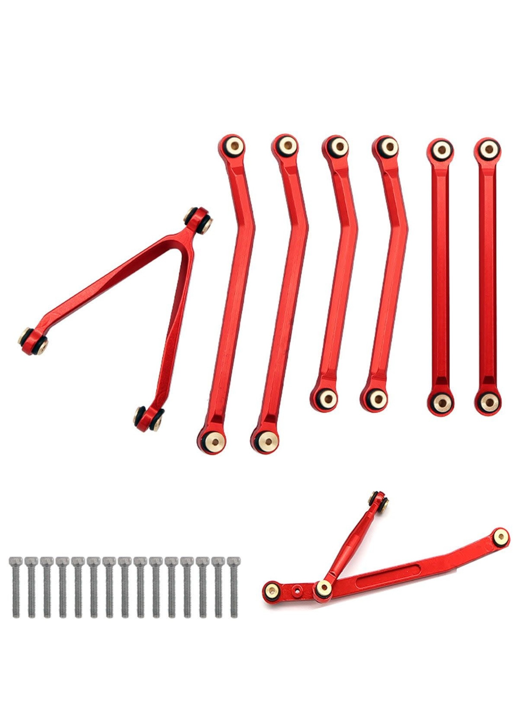 Power Hobby PHSCX24032-RED Powerhobby Aluminum SCX24 C10 Jeep High Clearance Chassis Links Set 133.7mm RED