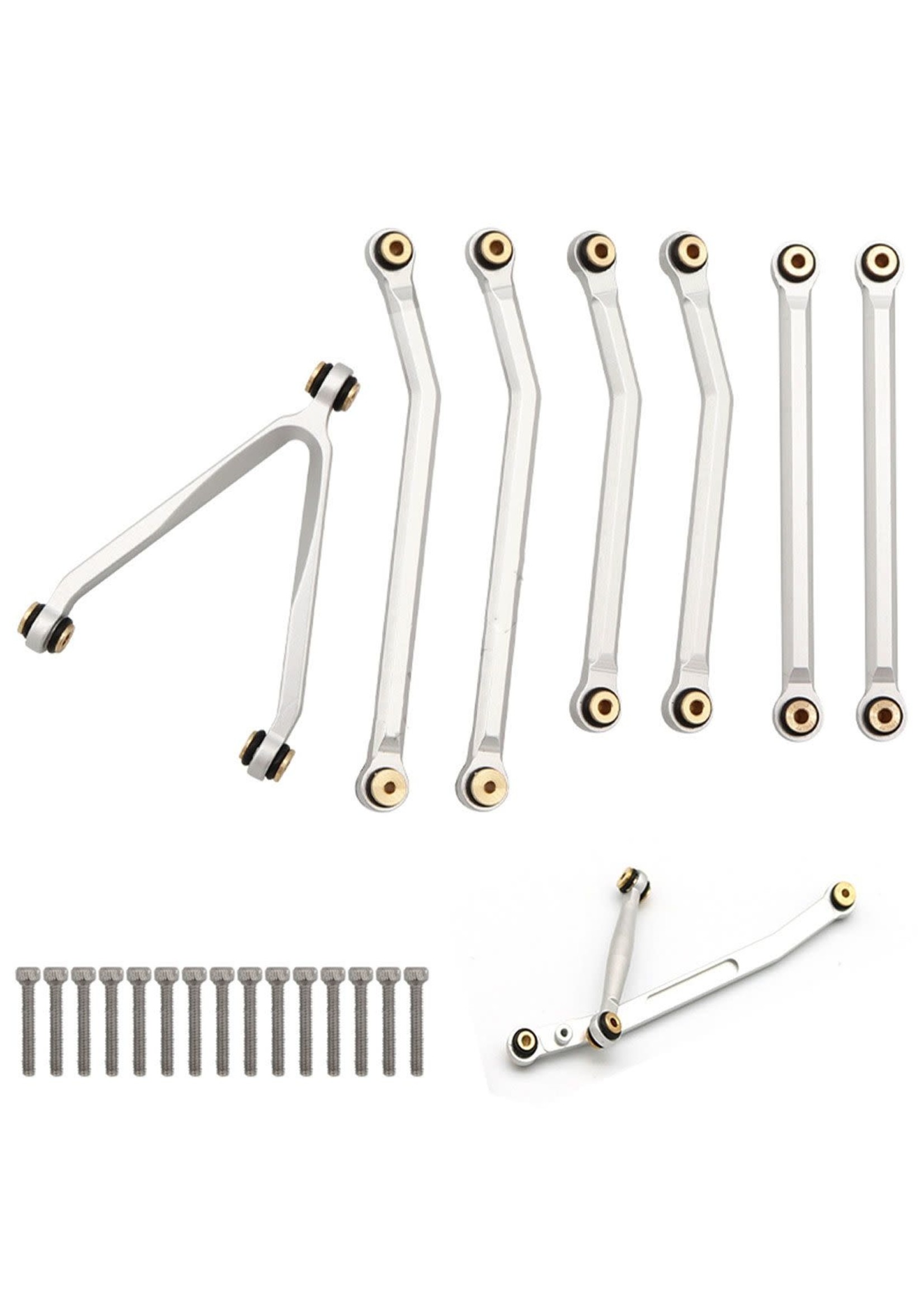 Power Hobby PHSCX24032-SILVER Powerhobby Aluminum High Clearance Chassis Links Set 133.7mm SCX24 Silver