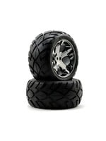 Traxxas Tires & wheels, assembled, glued (All Star black chrome wheels, Anaconda tires, foam inserts) (2WD electric rear) (1 left, 1 right)