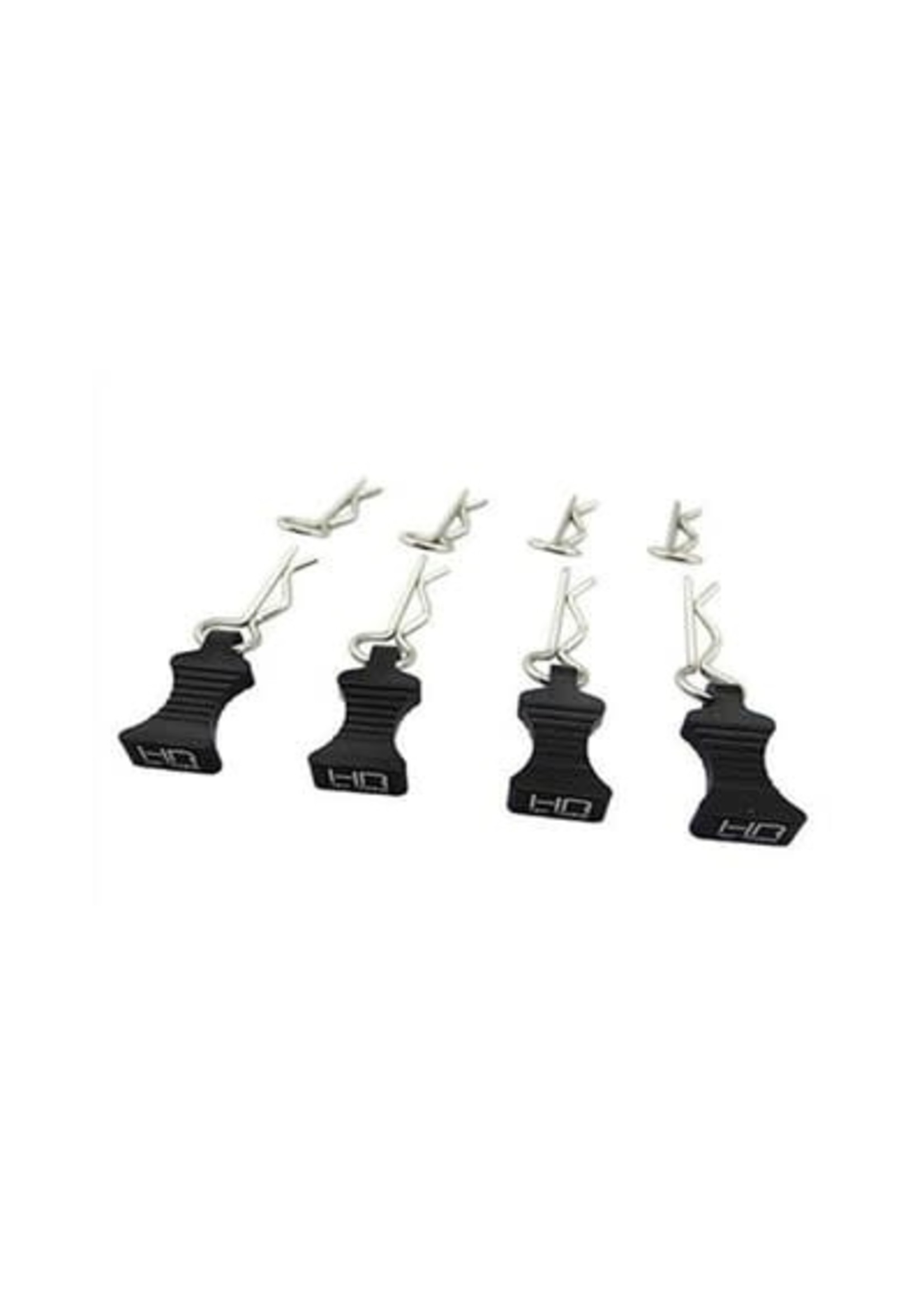 Hot Racing HRAAC03EZ01 Hot Racing 1/10 Aluminum EZ Pulls w/Body Clips (Black) (4)