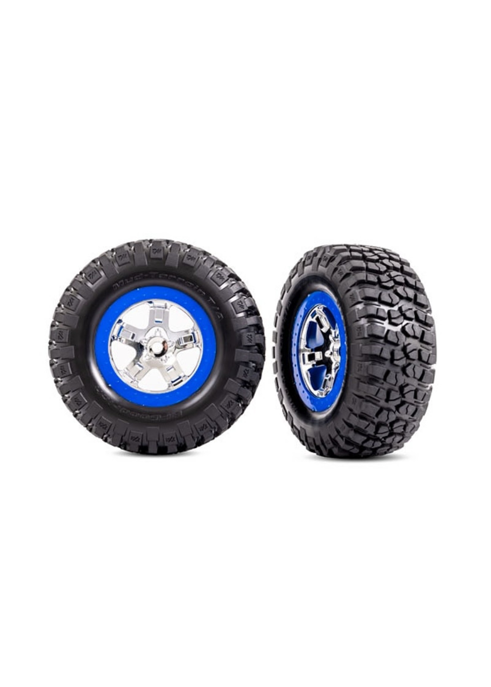 Traxxas 5867A Traxxas Replica BF Goodrich Mud-Terrain T/A KM2 Tires (SCT Chrome, Blue Beadlock) (4WD F/R, 2WD Rear only)