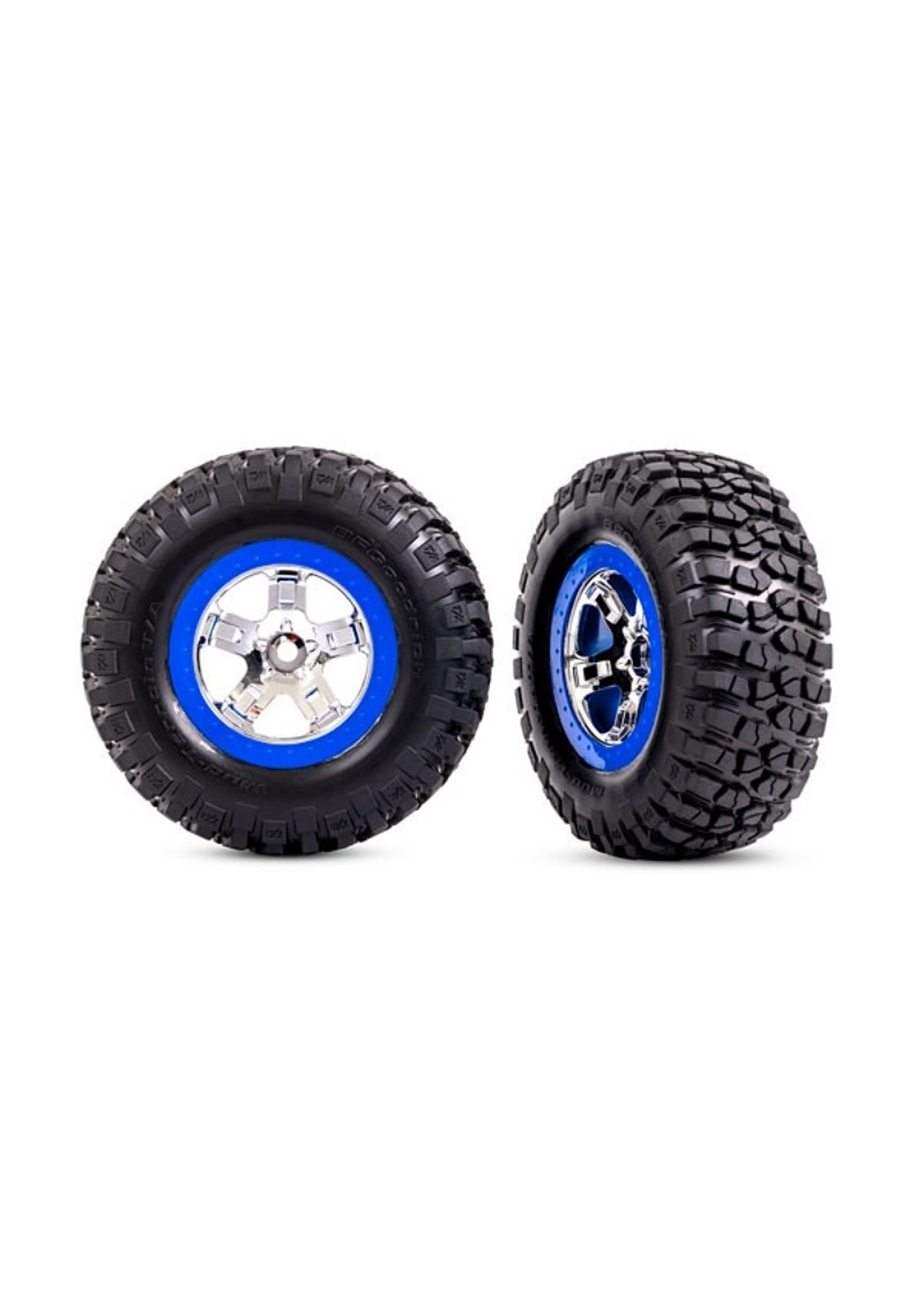 Traxxas 5869A Traxxas BFGoodrich Mud-Terrain T/A KM2 Wheels 2WD Front (SCT Chrome, Blue Beadlock)