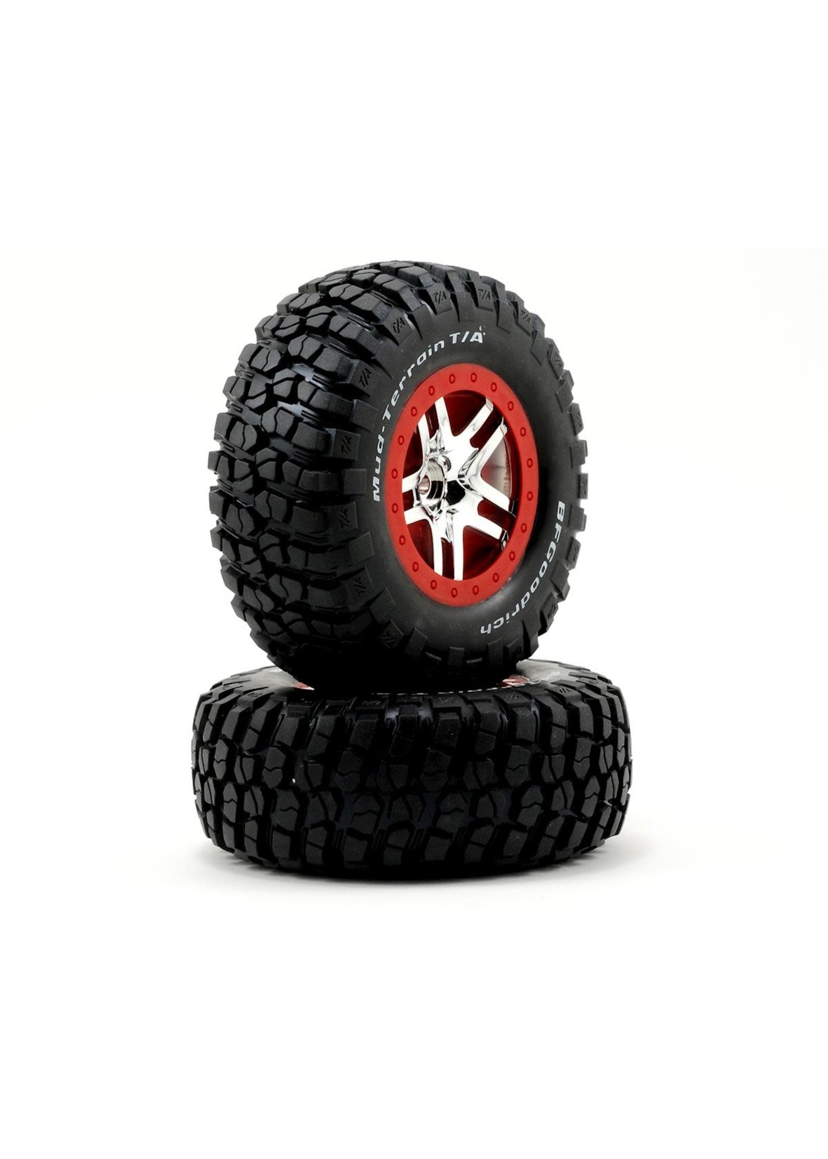 Traxxas 6873R Traxxas Tire/Wheel Assembly Glued Chrome Red Slash 4x4