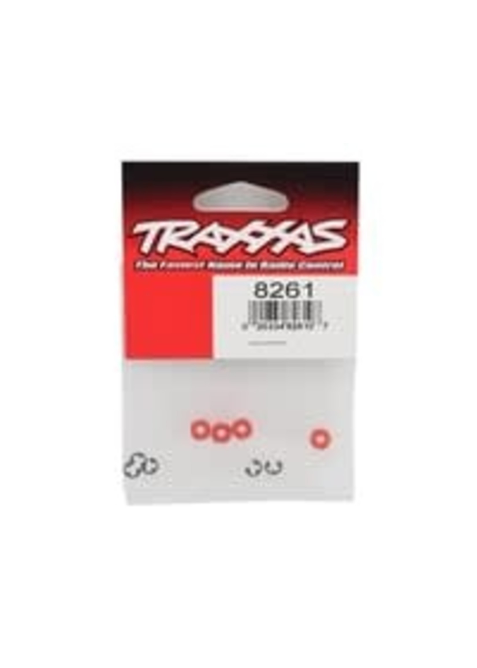 Traxxas 8261Piston, damper (red) (4)/ e-clips (8)