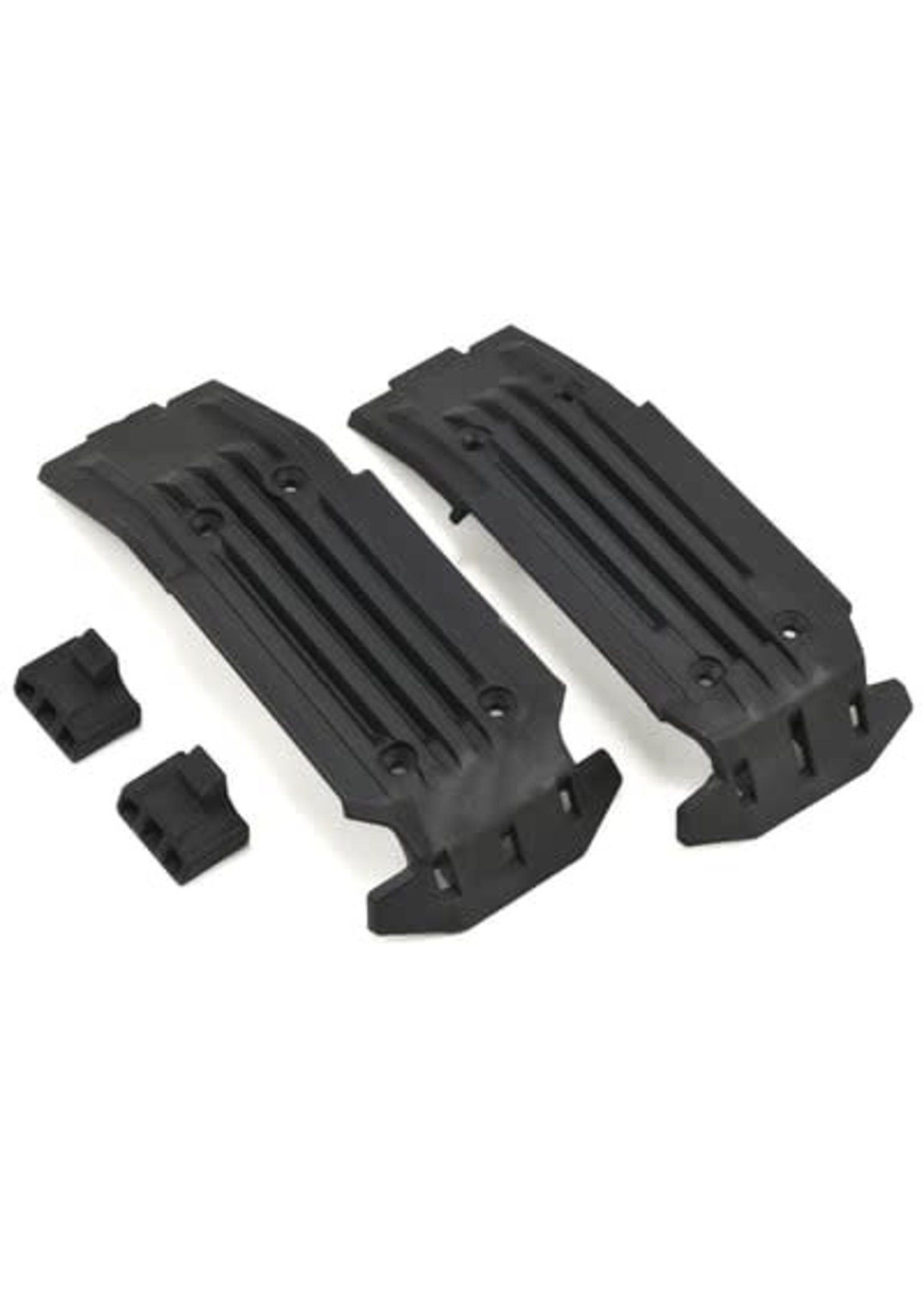 Traxxas 7744 Skidplate, front (1), rear (1)/ rubber impact cushion (2)
