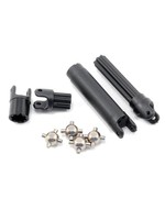 Traxxas Half shafts, center front (1), center rear (1) (internal splined half shafts (2)/external splined half shaft) (2))/ metal u-joints (4)