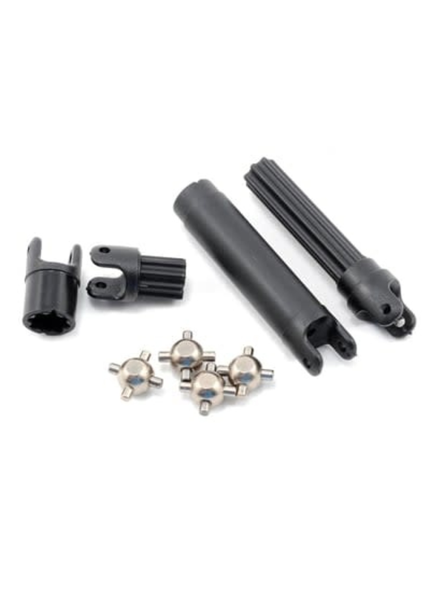 Traxxas 7056 Half shafts, center front (1), center rear (1) (internal splined half shafts (2)/external splined half shaft) (2))/ metal u-joints (4)
