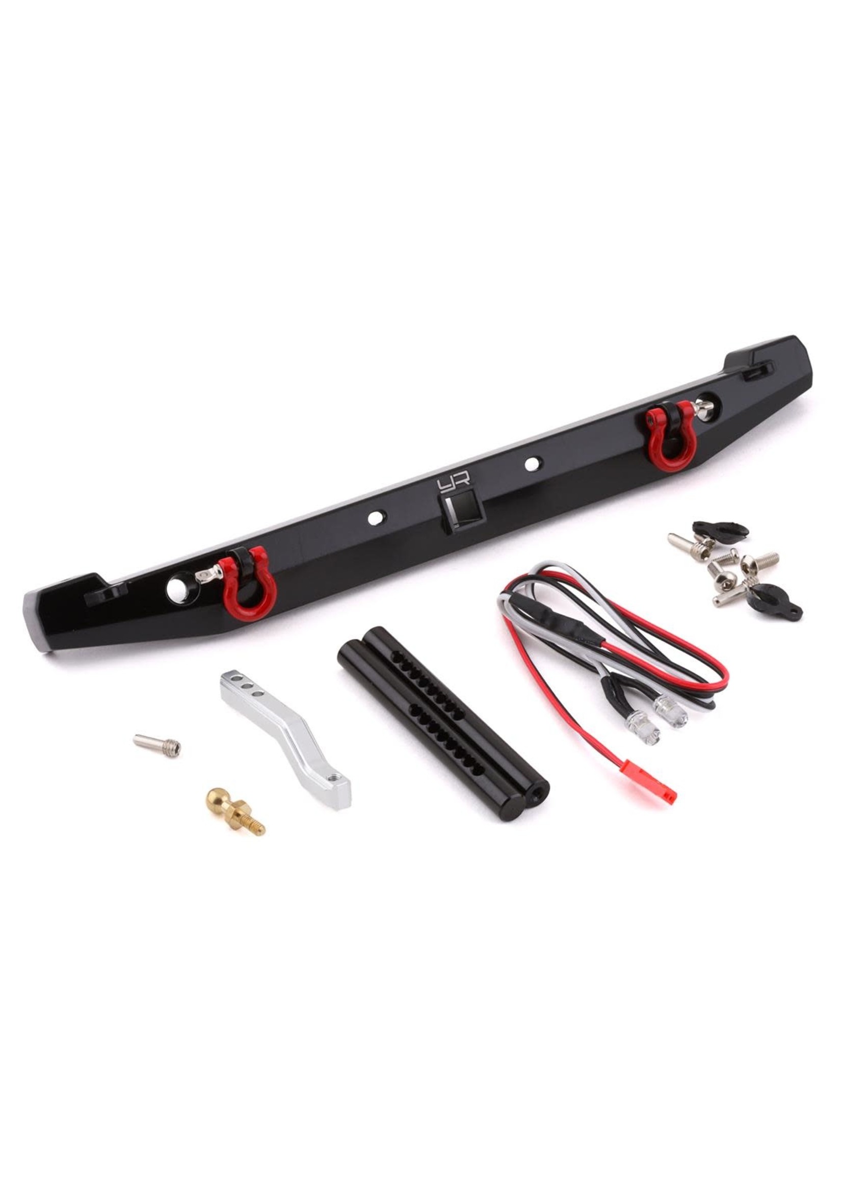 Yeah Racing Yeah Racing TRX-4/SCX10 II Aluminum Rear Bumper w/LEDs & Tow Hook (Black)