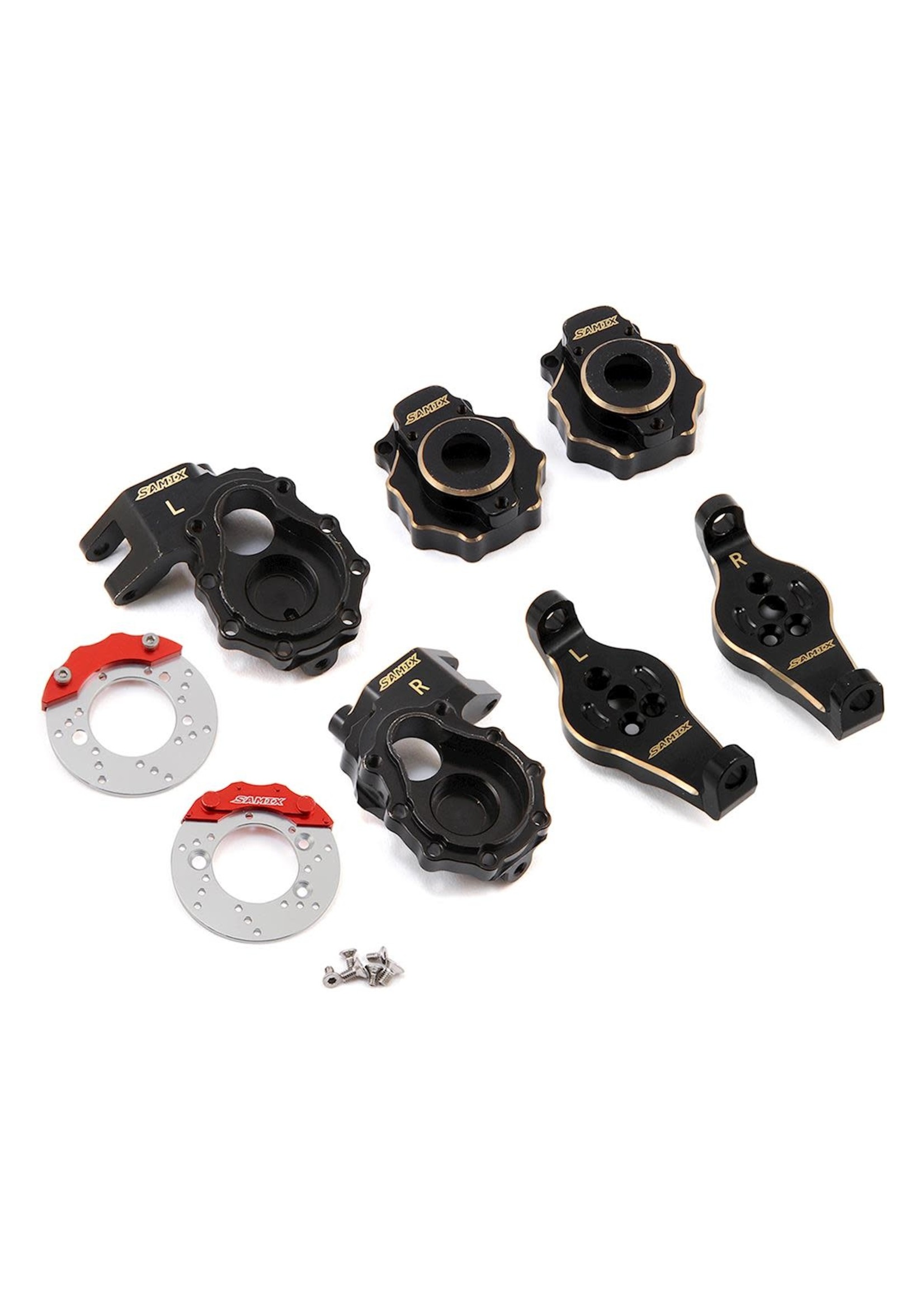 Samix SAMTRX4-4412C4 Samix TRX-4 Brass Steering Knuckle, C-Hub, Portal Cover & Scale Brake Rotor Set