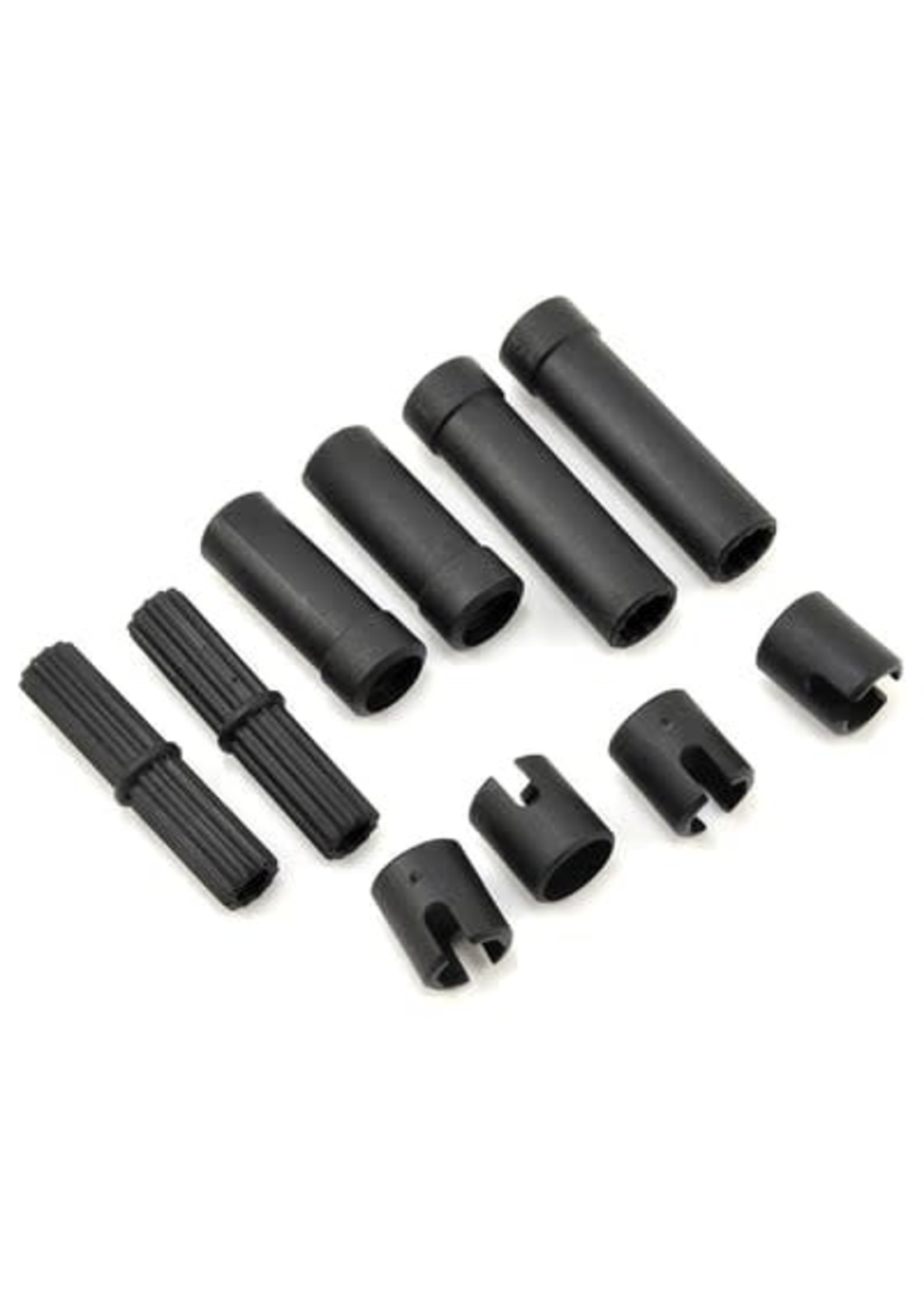 Traxxas 8250 Half shafts, center (internal splined, front (2) & internal splined, rear (2)/ external splined (2)/ pin retainer (4)) (plastic parts only)