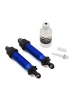 Traxxas Shocks, GTR, 134mm, aluminum (blue-anodized) (fully assembled w/o springs) (front, threaded) (2)
