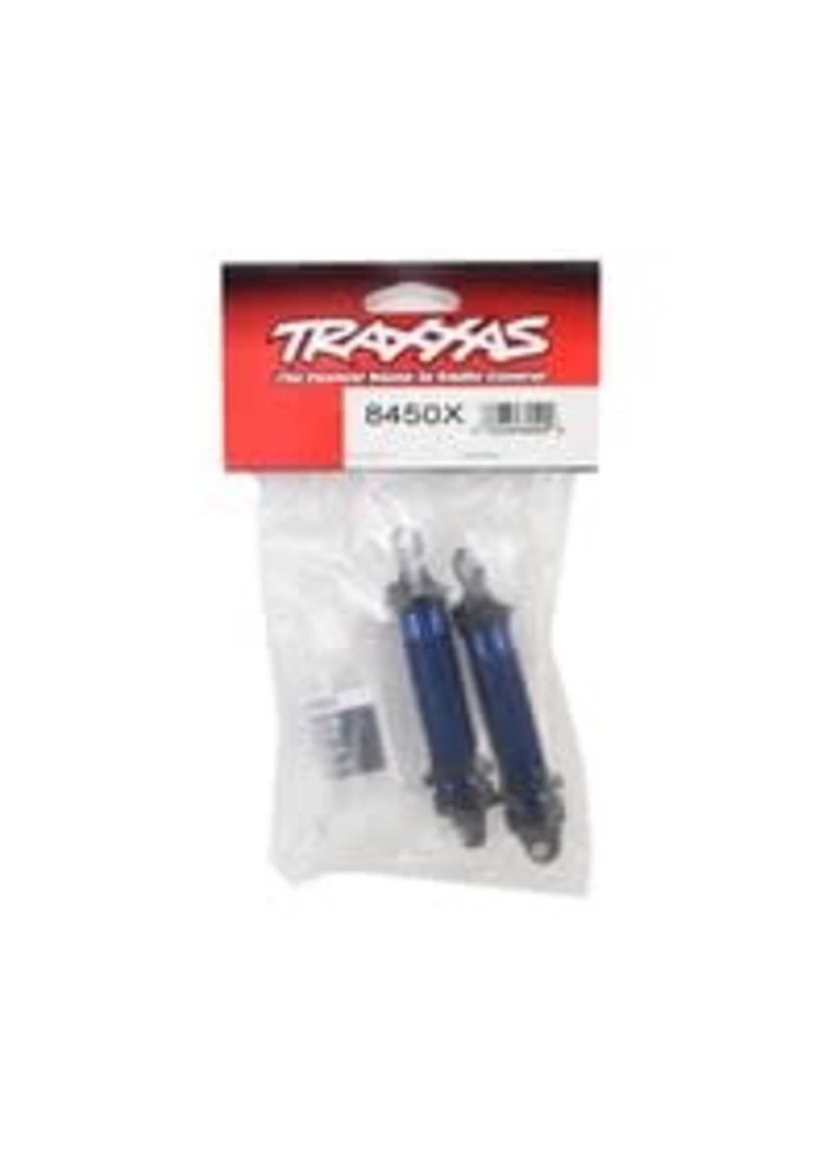Traxxas 8450X Shocks, GTR, 134mm, aluminum (blue-anodized) (fully assembled w/o springs) (front, threaded) (2)