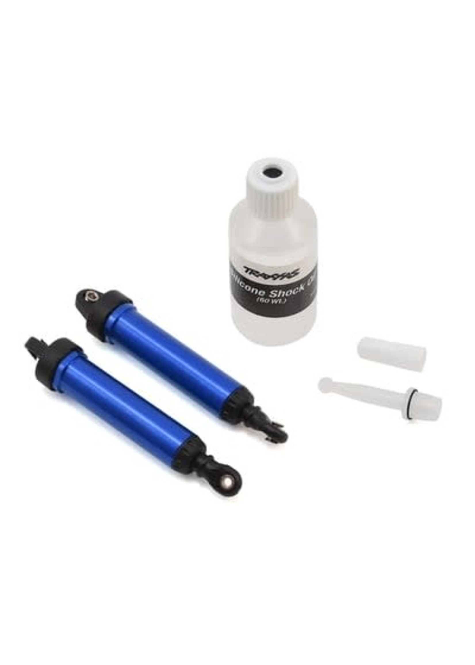 Traxxas 8451X Shocks, GTR, 134mm, aluminum (blue-anodized) (fully assembled w/o springs) (front, no threads) (2)