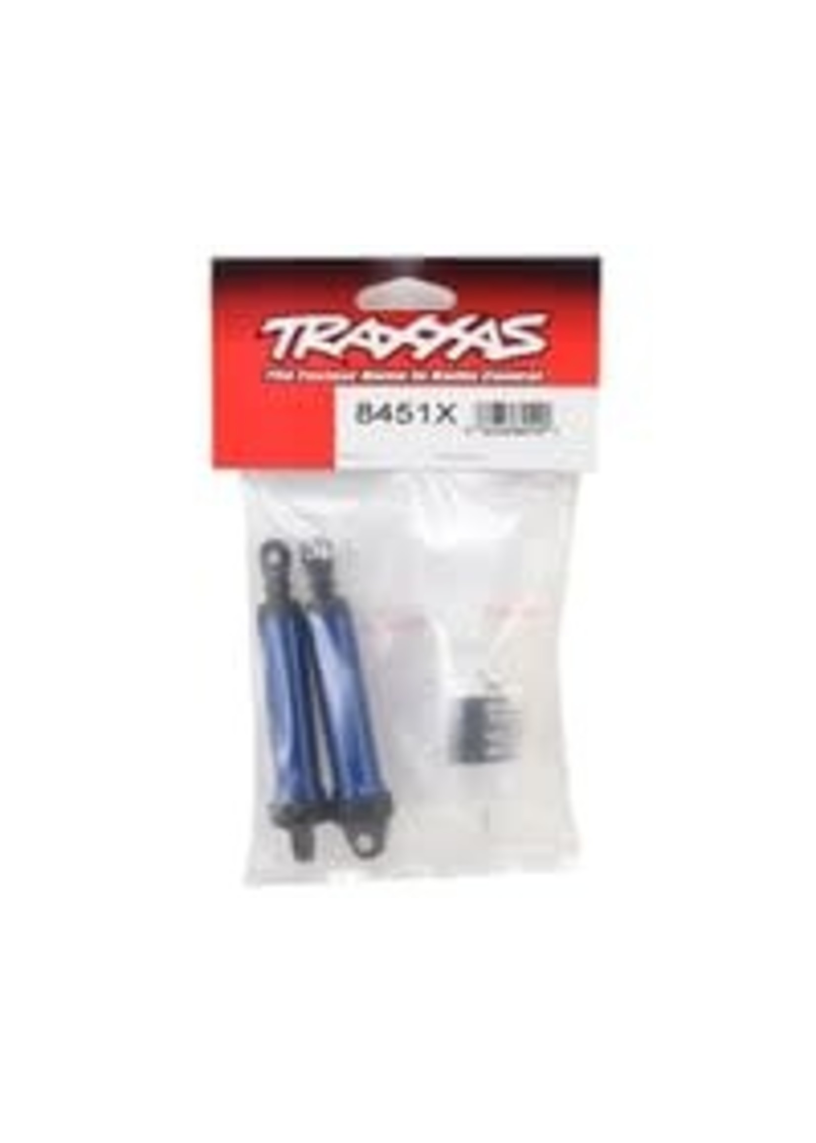Traxxas 8451X Shocks, GTR, 134mm, aluminum (blue-anodized) (fully assembled w/o springs) (front, no threads) (2)