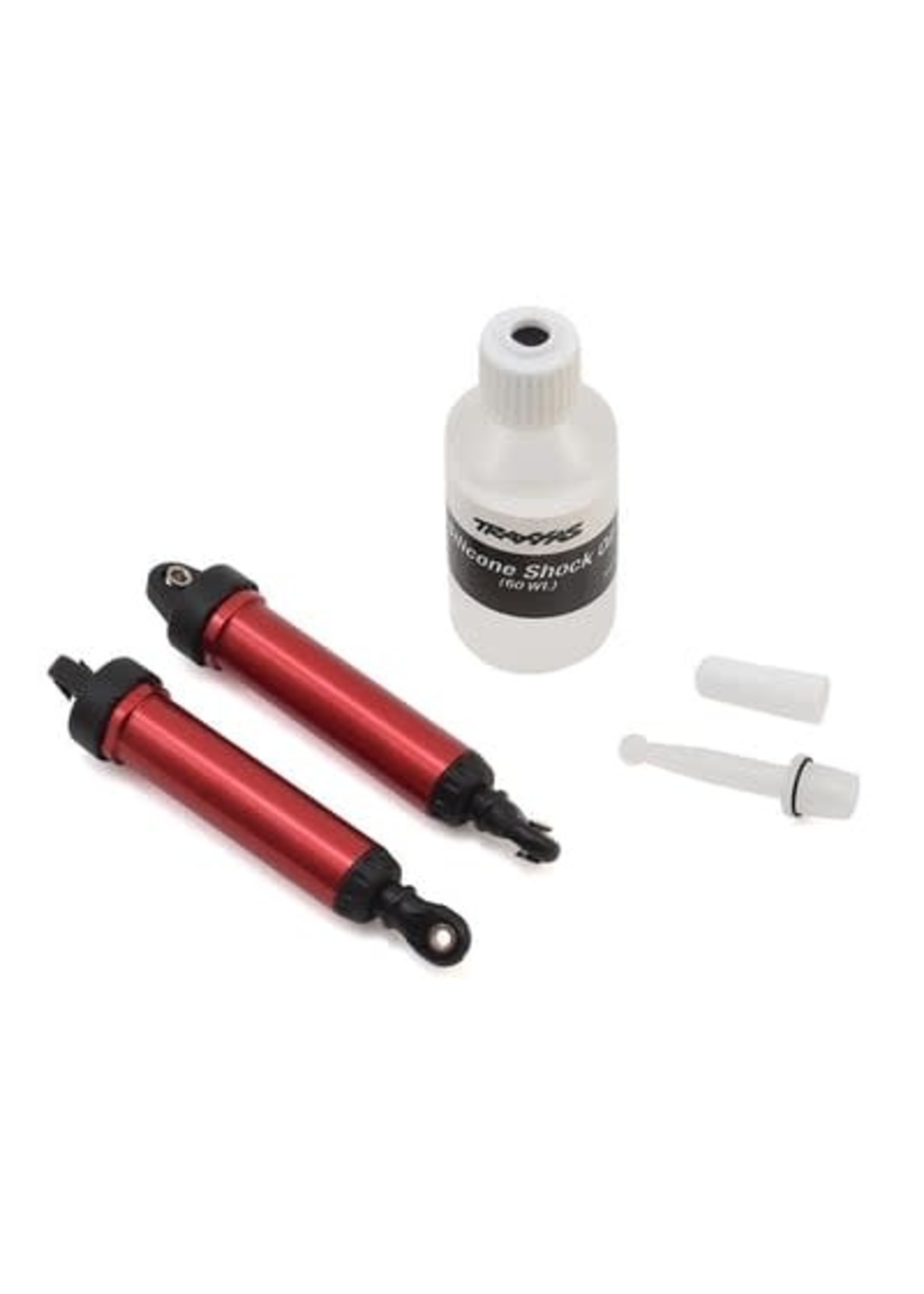 Traxxas 8451R Shocks, GTR, 134mm, aluminum (red-anodized) (fully assembled w/o springs) (front, no threads) (2)