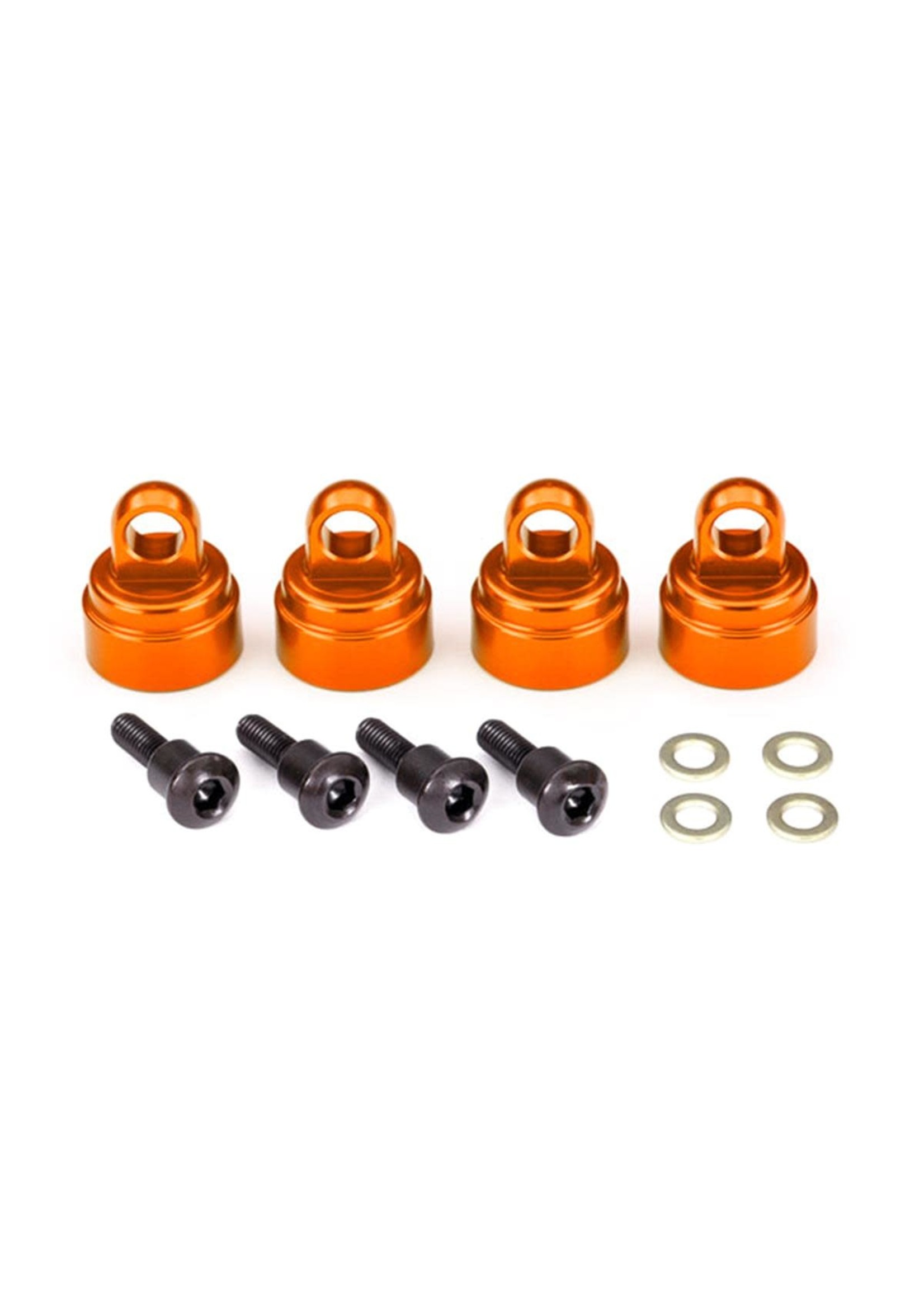 Traxxas 3767T Shock caps, aluminum (orange-anodized) (4) (fits all Ultra Shocks)