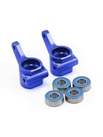 Traxxas Steering blocks, Rustler /Stampede /Bandit (2), 6061-T6 aluminum (blue-anodized)/ 5x11mm ball bearings (4)
