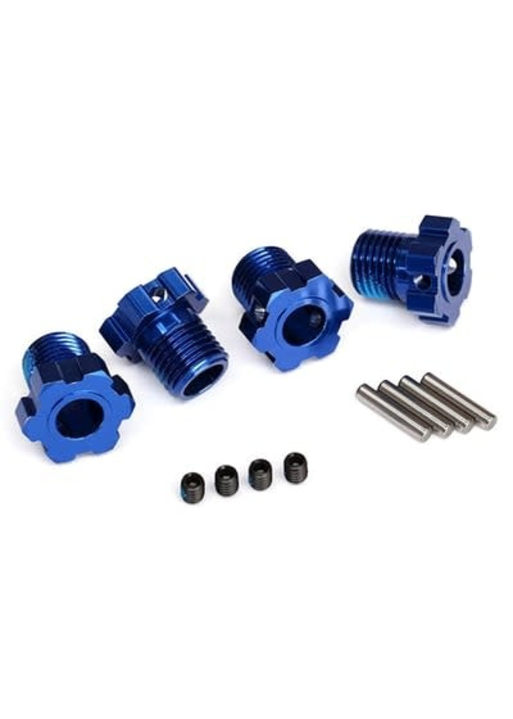 Traxxas 8654 Wheel hubs, splined, 17mm (blue-anodized) (4)/ 4x5 GS (4)/ 3x14mm pin (4)