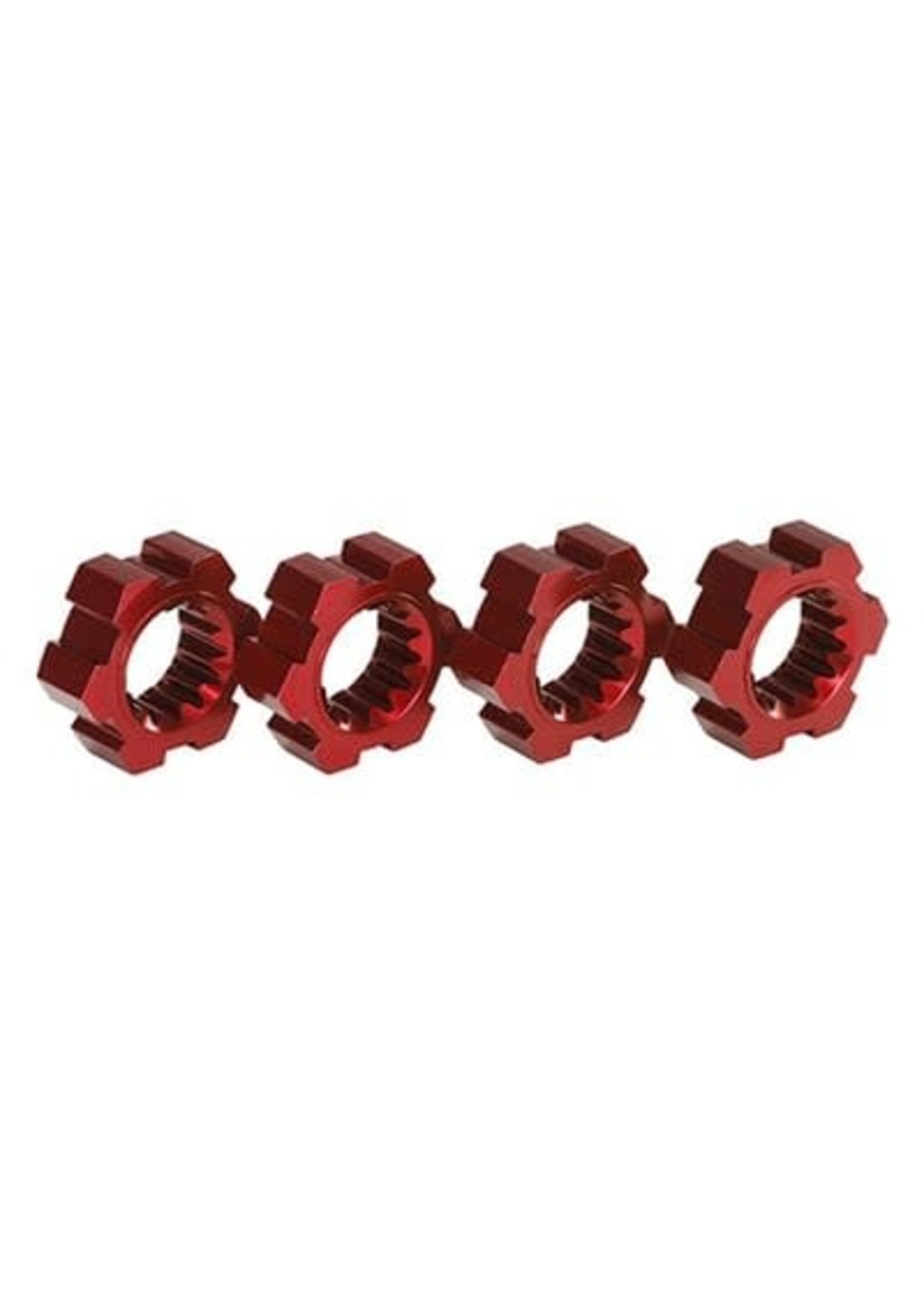 Traxxas 7756R Wheel hubs, hex, aluminum (red-anodized) (4)