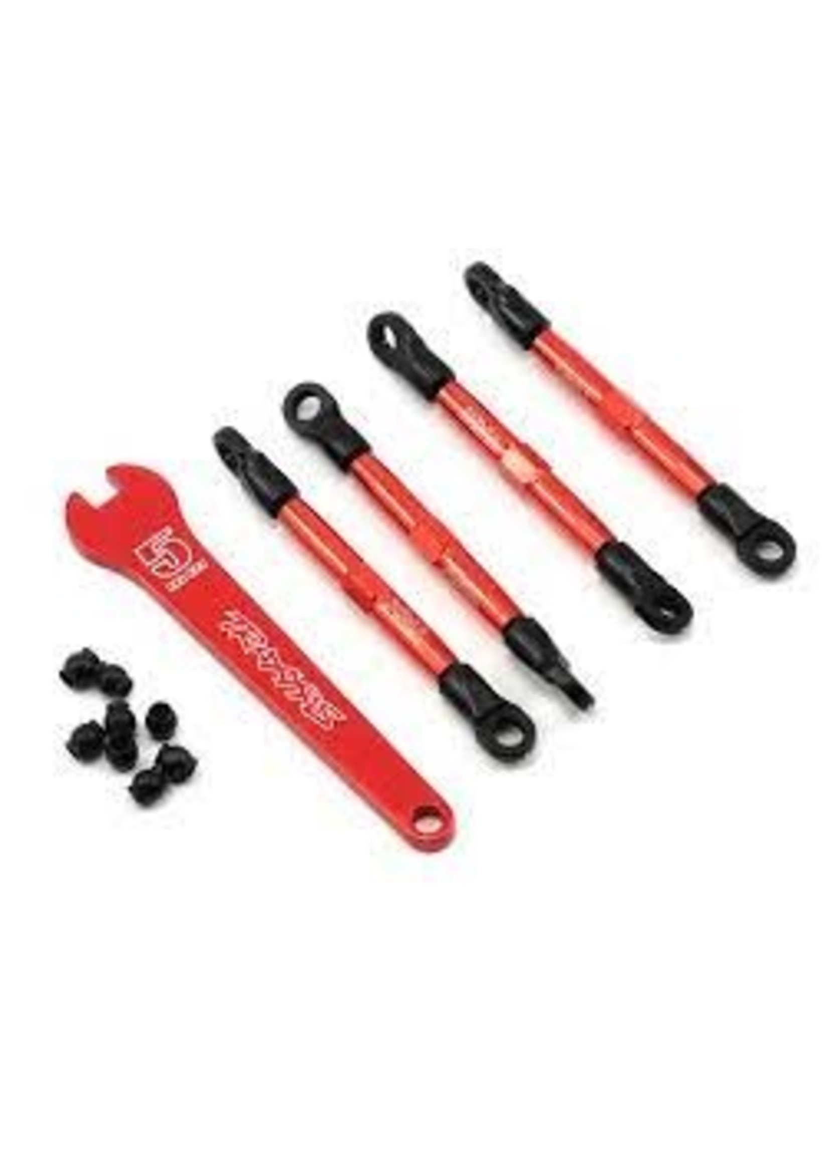 Traxxas 7038X Toe links, aluminum (red-anodized) (4) (assembled with rod ends and threaded inserts)