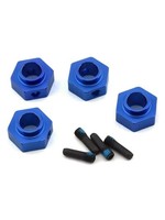 Traxxas Wheel hubs, 12mm hex, 6061-T6 aluminum (blue-anodized) (4)/ screw pin (4)