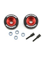 Traxxas Wheels, aluminum (red-anodized) (2)/ 5x8mm ball bearings (4)/ axles (2)/ rubber tires (2)