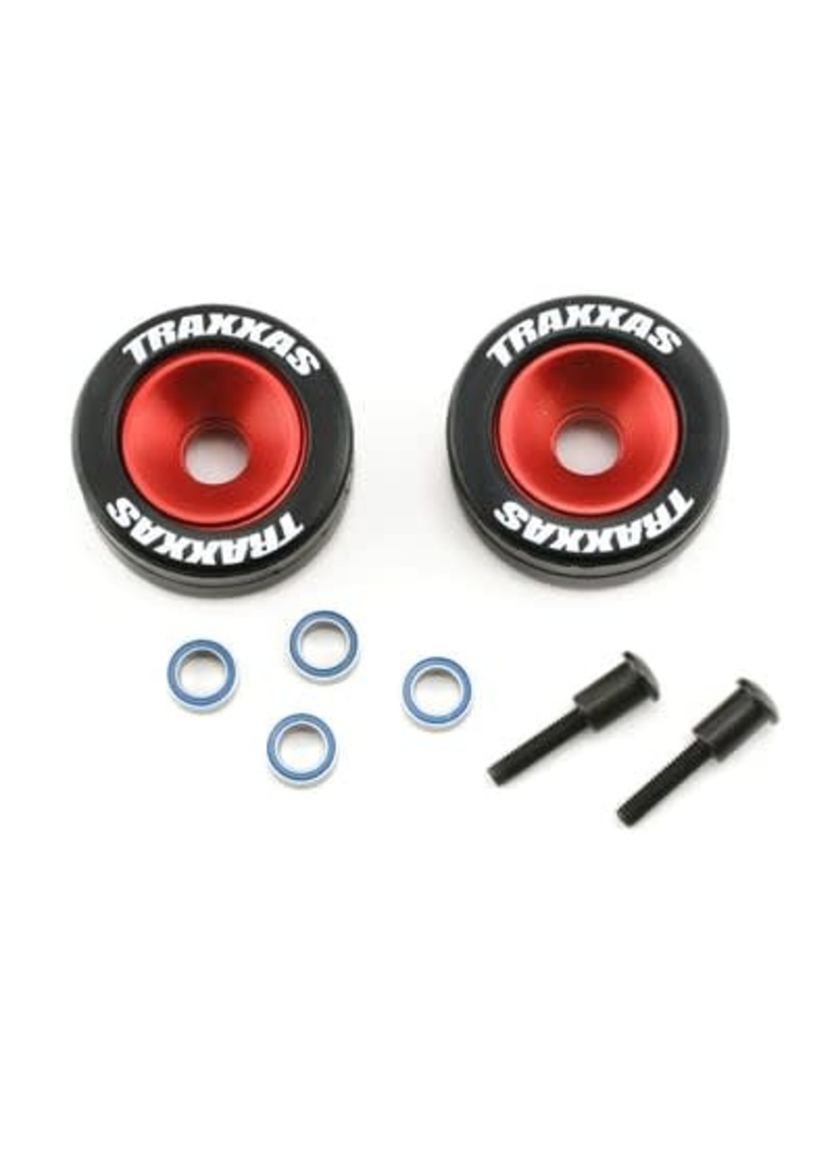 Traxxas 5186 Wheels, aluminum (red-anodized) (2)/ 5x8mm ball bearings (4)/ axles (2)/ rubber tires (2)