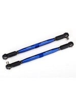 Traxxas Toe links, X-Maxx (TUBES blue-anodized, 7075-T6 aluminum, stronger than titanium) (157mm) (2)/ rod ends, assembled with steel hollow balls (4)/ aluminum wrench, 10mm (1)