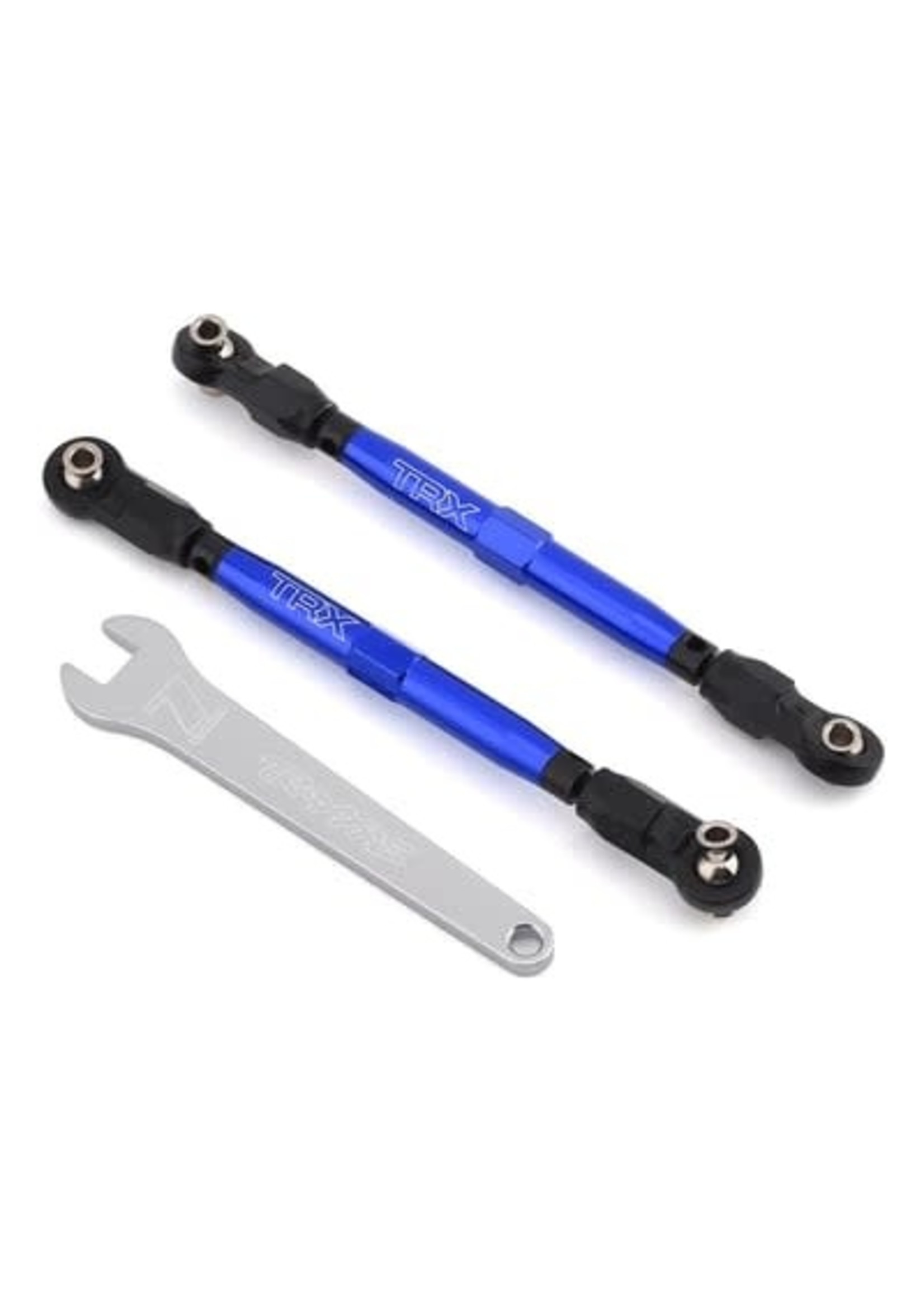Traxxas 8547X Toe links, front, Unlimited Desert Racer (TUBES blue-anodized, 7075-T6 aluminum, stronger than titanium) (102mm) (2) (assembled with rod ends and hollow balls)/ aluminum wrench, 7mm (1)