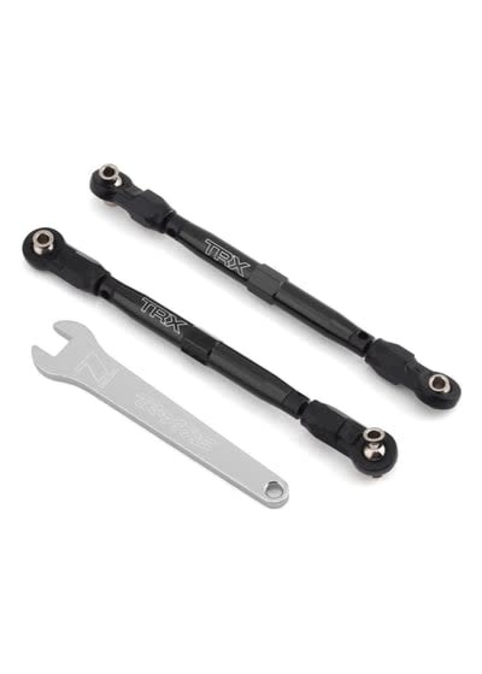 Traxxas Toe links, front, Unlimited Desert Racer (TUBES dark titanium anodized, 7075-T6 aluminum, stronger than titanium) (102mm) (2) (assembled with rod ends and hollow balls)/ aluminum wrench, 7mm (1)
