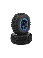 Traxxas Tire & wheel assy, glued (SCT Split-Spoke, black, blue beadlock wheels, BFGoodrich Mud-Terrain  T/A KM2 tire, inserts) (2) (4WD f/r, 2WD rear)