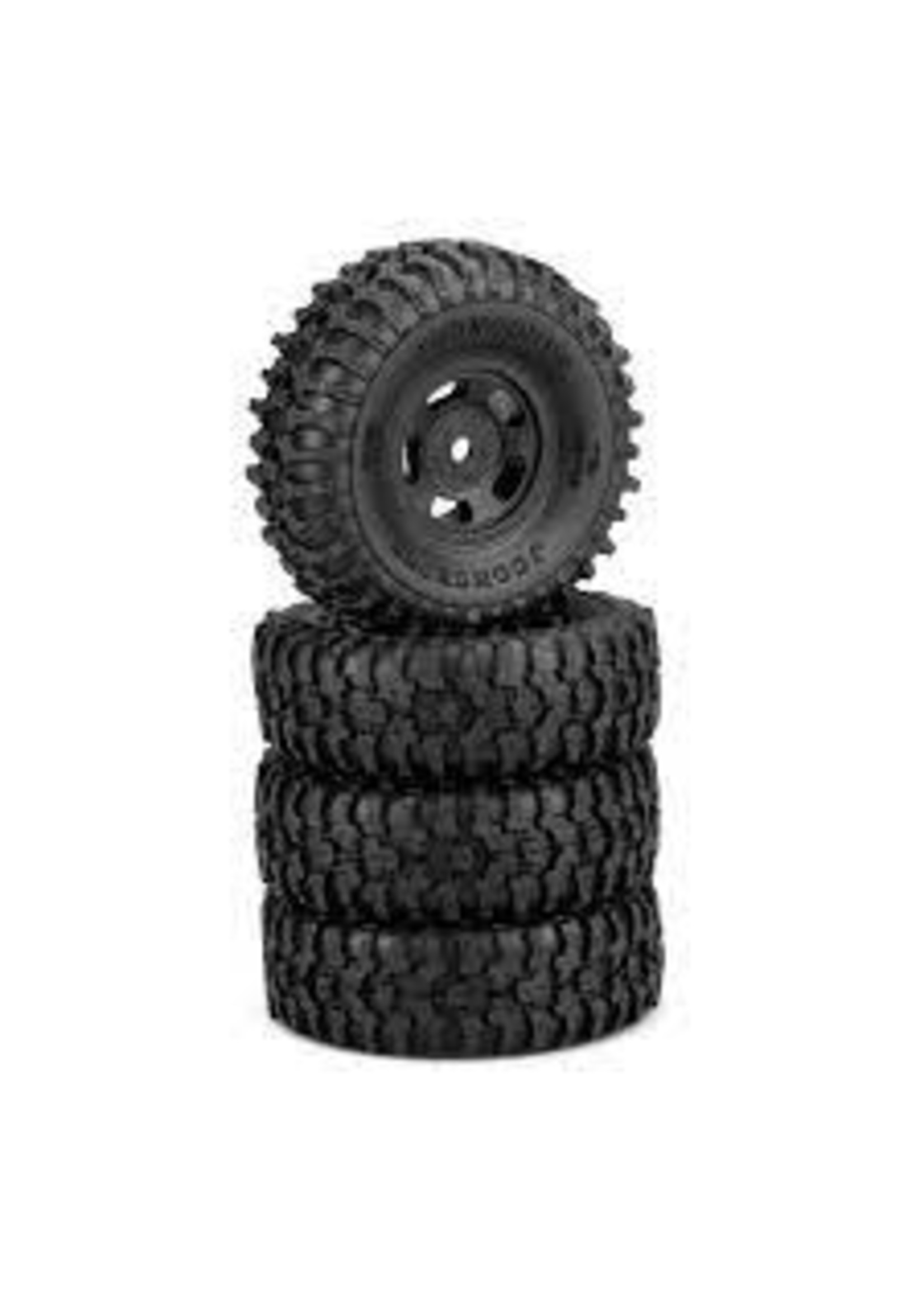 JConcepts JCO4023-35911 JConcepts SCX24 1.0" Tusk Pre-Mounted Tires w/Glide 5 Wheels (4) (Black) (Gold) w/7mm Hex