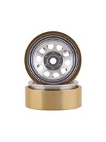 SSD SSD RC SCX24 1.0” Aluminum / Brass D Hole Beadlock Wheels (Silver) (2)