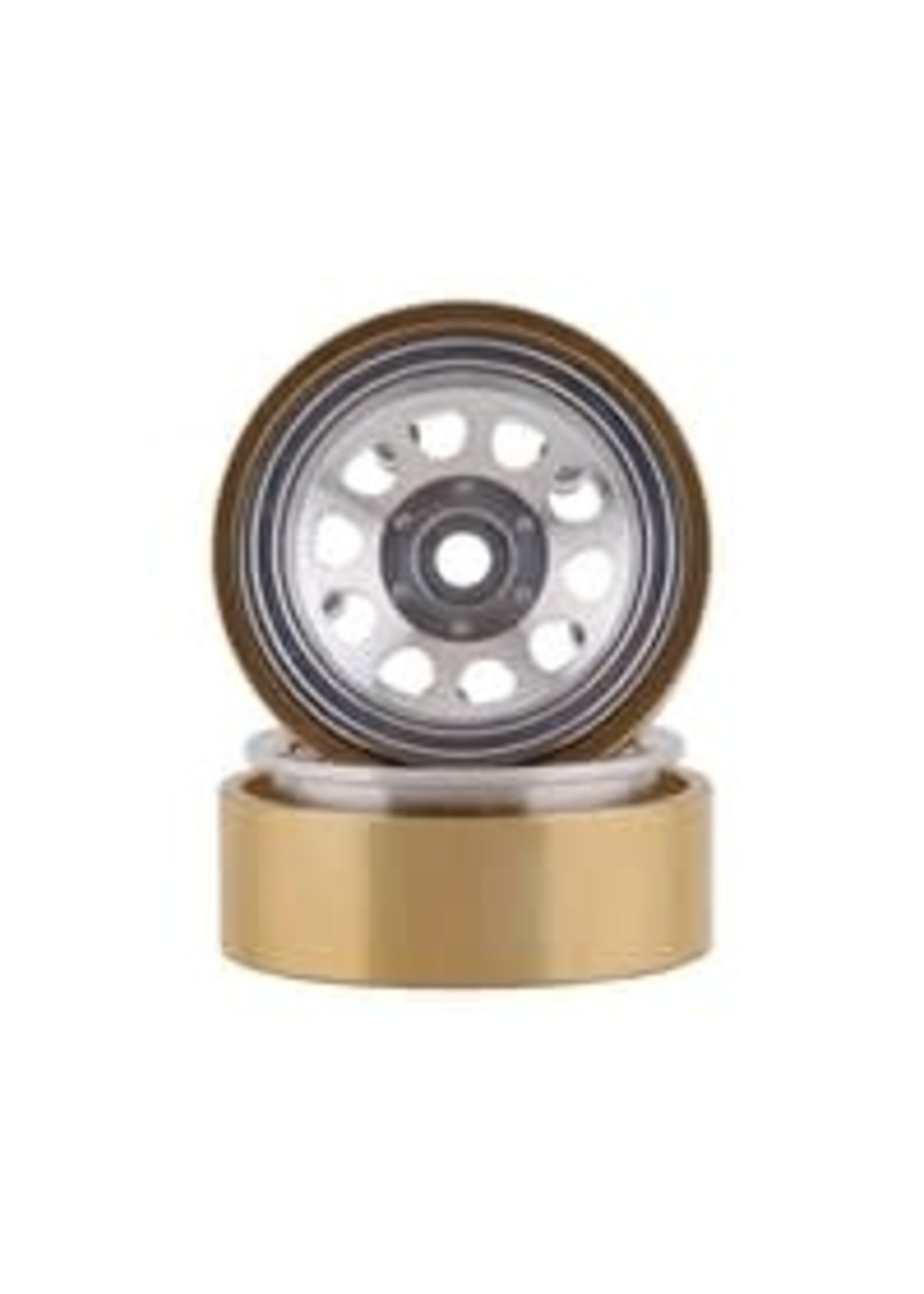 SSD SSD00464 SSD RC SCX24 1.0” Aluminum / Brass D Hole Beadlock Wheels (Silver) (2)