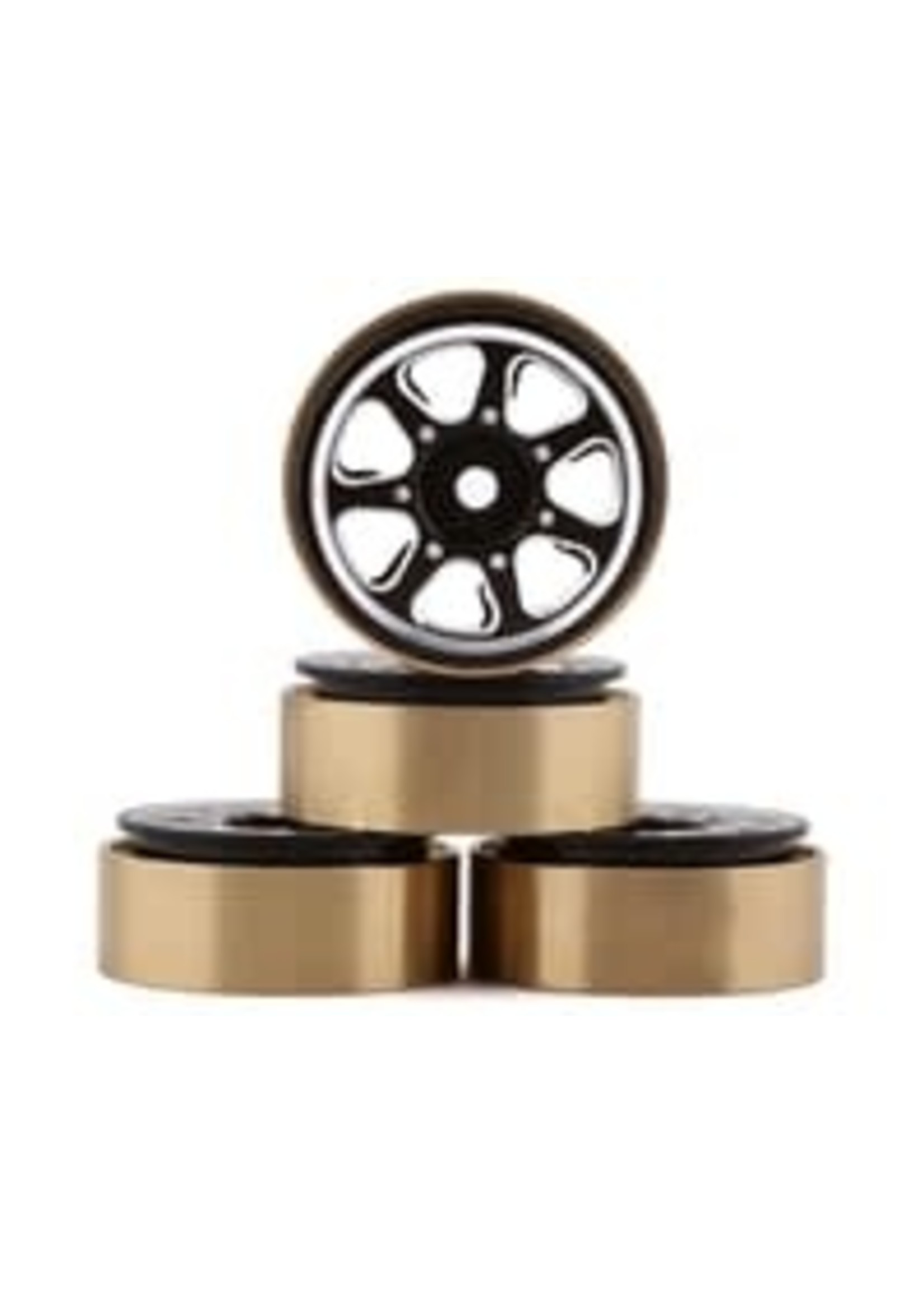 Samix SAMSCX24-6669 Samix SCX24 Aluminum & Brass 1.0" Beadlock Wheel Set (Black) (4)