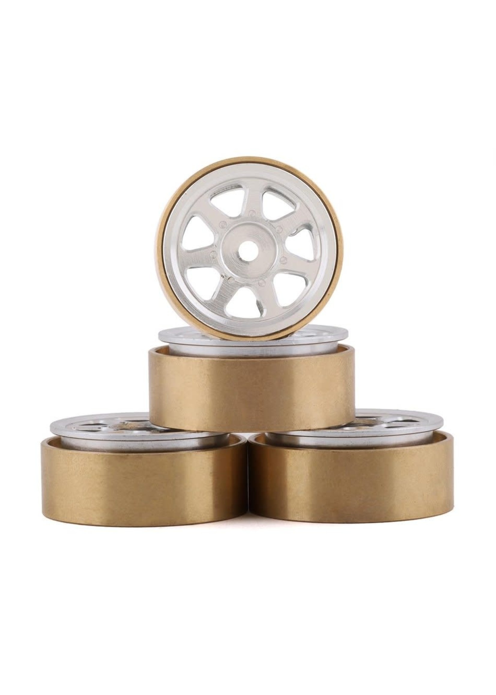 Samix SAMSCX24-6669S Samix SCX24 Aluminum & Brass 1.0" Beadlock Wheel Set (Silver) (4)