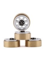 Samix Samix SCX24 Aluminum & Brass 1.0" Beadlock Wheel Set w/Scale Hubs (Silver) (4)
