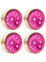 Power Hobby Powerhobby Z5 1.0" Aluminum Brass Ring Beadlock Crawler Wheels SCX24 Pink 1/24