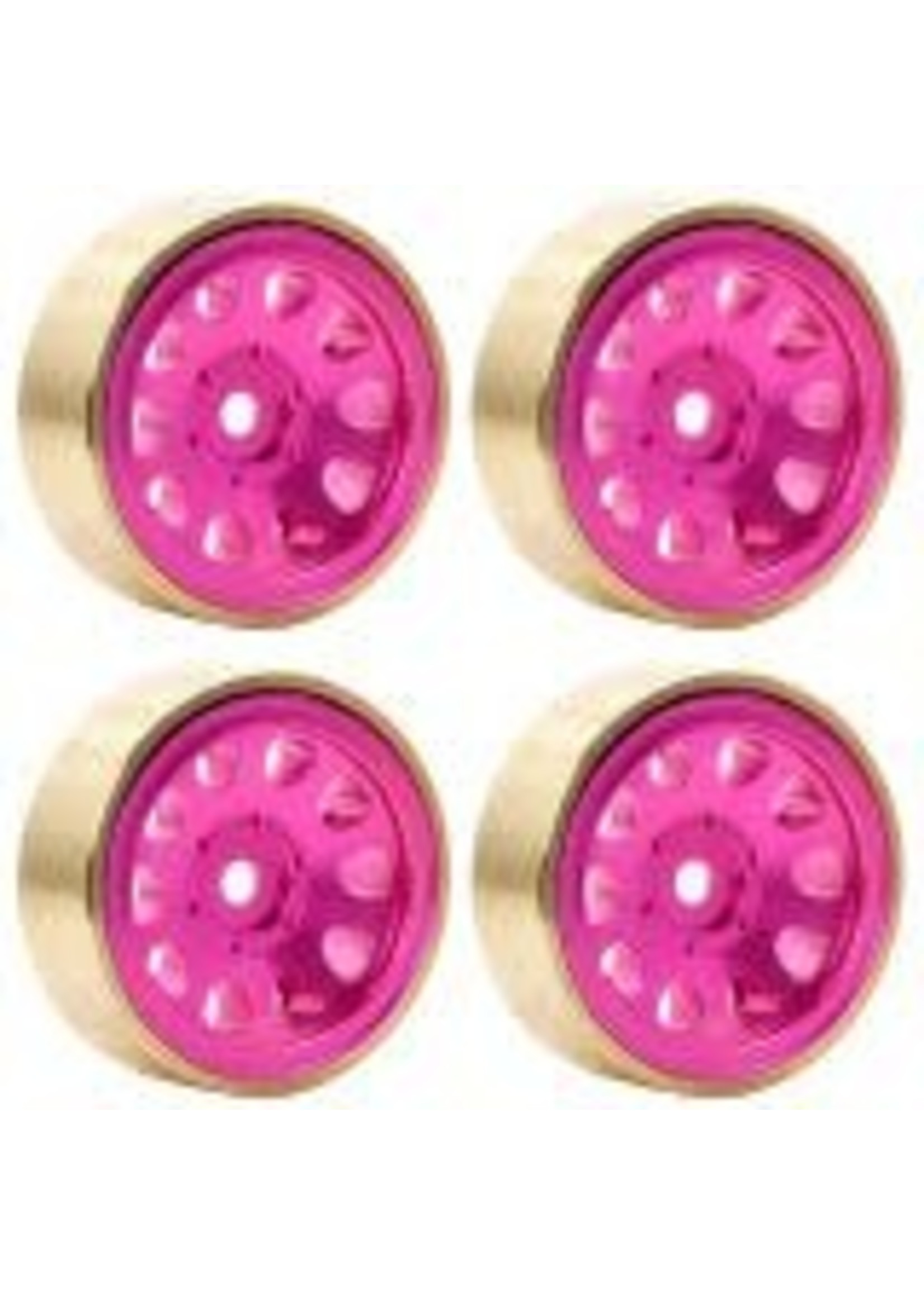 Power Hobby PHSCX24113-PINK Powerhobby Z5 1.0" Aluminum Brass Ring Beadlock Crawler Wheels SCX24 Pink 1/24