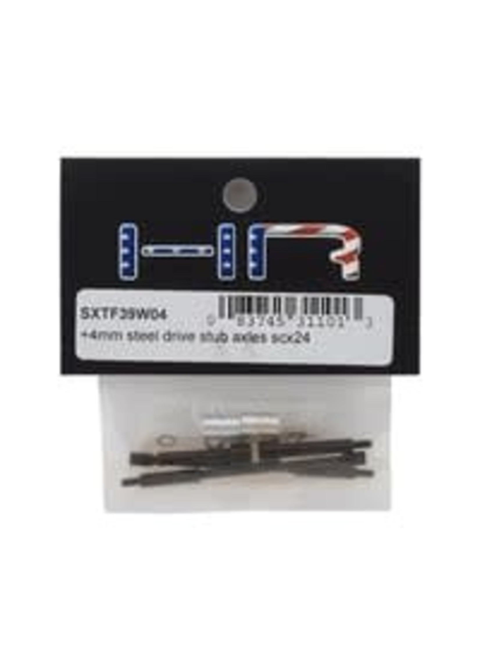 Hot Racing HRASXTF39W04 Hot Racing Axial SCX24 +4mm Wide Track Steel Drive Stub Axle Set