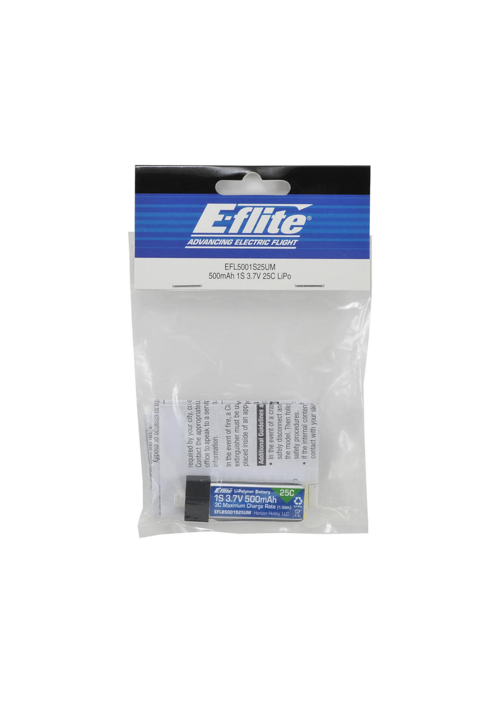 E-Flite EFLB5001S25UM 500mAh 1S 3.7V 25C LiPo High Current UMX Connector