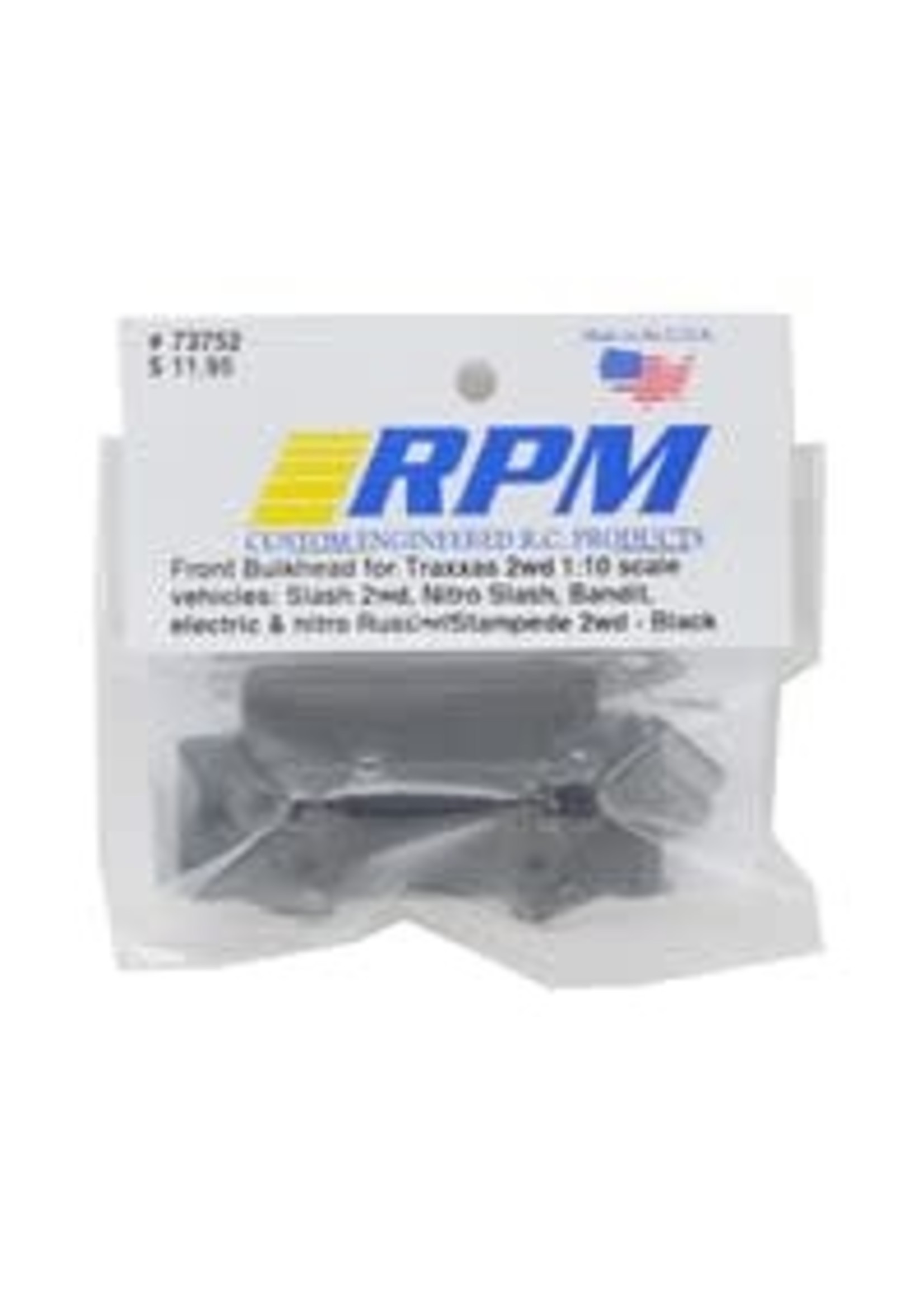 RPM RPM73752 RPM Traxxas 2WD Front Bulkhead (Black)