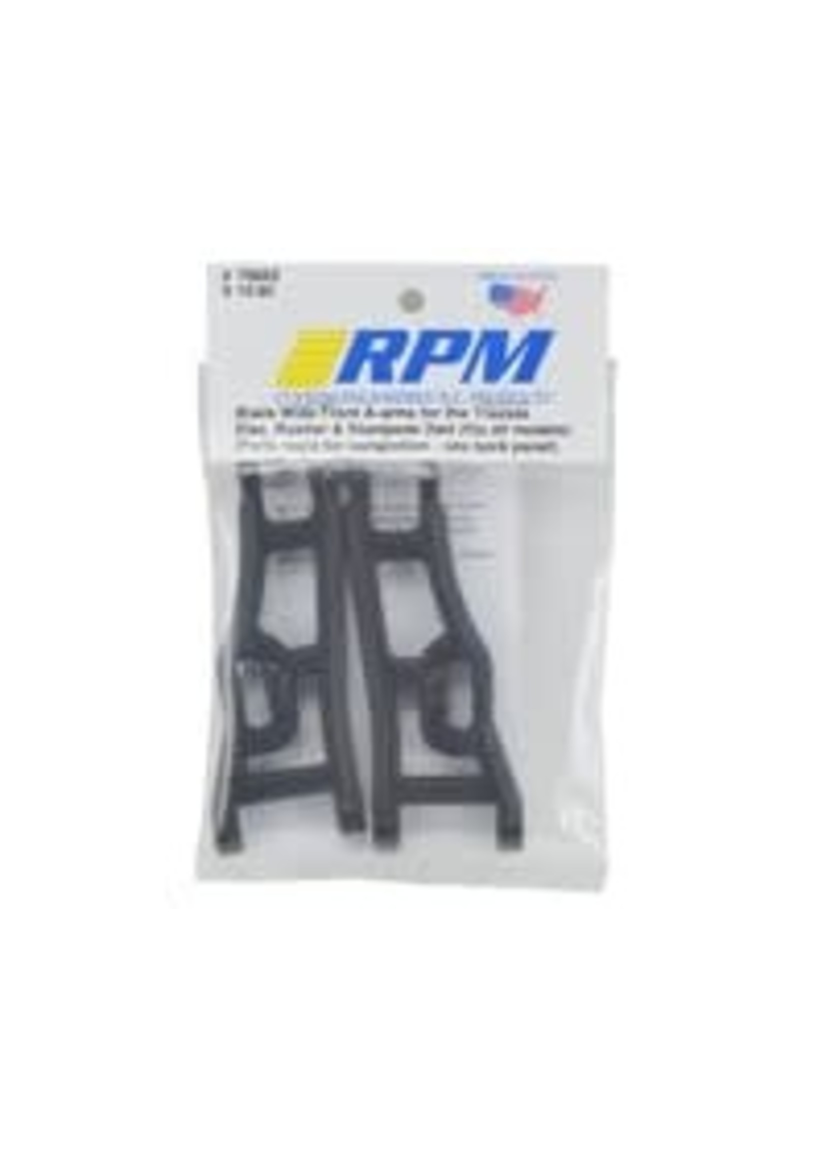 RPM RPM70662 Wide Front A-arms, Black; Traxxas Rustler Stampede